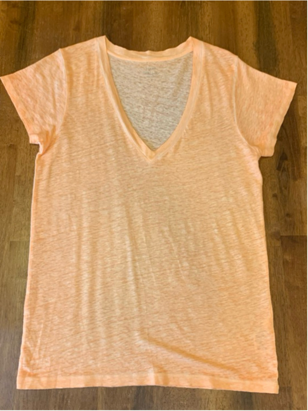 J.Crew Top Small Light Orange/ Peach 100% Linen V-neck